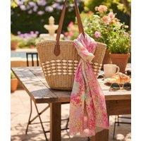 Pink Watercolour Print Cotton Blend Scarf