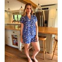 Designer Blue Floral Pyjama Shorts Set Size 14/16