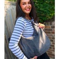 Grey Suede Willow Slouch Bag