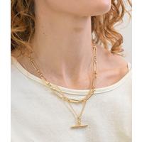 POM Golden layered Chain and T-bar Necklace