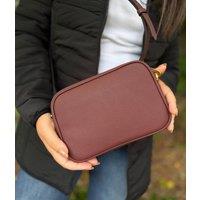 Burgundy Premium Leather Tassel Crossbody Bag Adjustable Strap & Zip Fastening