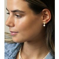 POM Gold Heart Pearl Earring