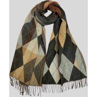 Black Argyle Diamond Reversible Wool Blend Scarf