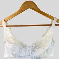 White Lace Trim Flower Non Padded Full Cup Bra Seconds Size 32G