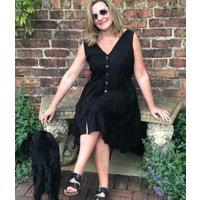 Black Linen Blend Tiered Dress Size 6
