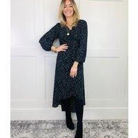 Black Dash Dipped Hem Dress Size 12