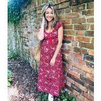 Red Ditsy Scoop Neck Dress Size 8