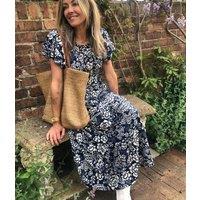 Navy Baroque Stretch Midi Dress Size 12/14