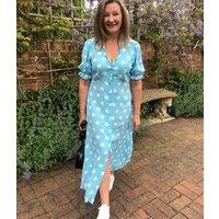 Pale Blue Spot Midaxi Tea Dress Size 6