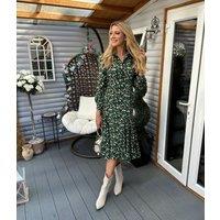 Green Godet Hem Shirt Dress Size 10