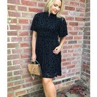 Black Angel Sleeve Velvet Print Dress Size 10