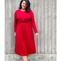 Red Pleat Delma Dress Size 14