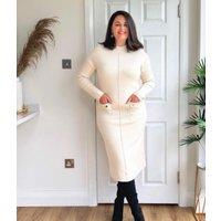 Natural Knitted Midi Pocket Dress Size 14/16