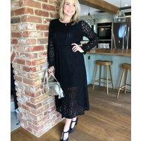 Black Lace Overlay Midi Dress Size 8