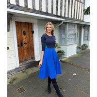 Navy Colour Block Ivy Fit & Flare Dress Size 10P