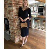 Black Ottoman Ribbed V Neck Dress Size 6R