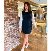 Black Collared Gold Fleck Contrast Shift Dress Size 6
