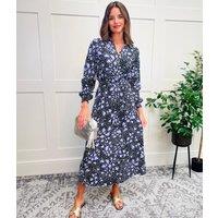 Black Heart Print Midi Shirt Dress Size 4