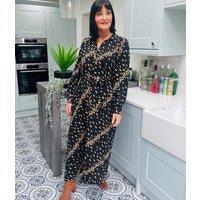 Camel Printed Midi Shirt Dress Size 16