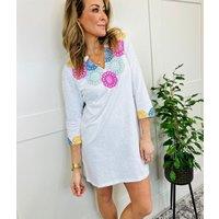 White Embroidered Tunic Dress Size 8