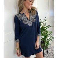 Navy Embroidered Tunic Dress Size 6