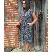 Brakeburn Blue Ditsy Jersey Midi Dress Size 8