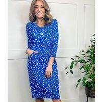 Blue Spot Print Jersey Dress Size 18