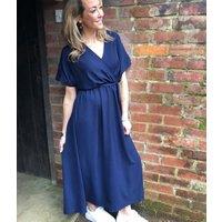 Navy Belted Midaxi Dress Size 10/12