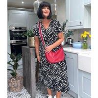 Zebra Print Belted Midi Dress Size 28