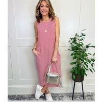 Red Striped Halldrine Jersey Dress Size 10