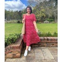 Red Tiered Confetti Smock Dress Size 8/10
