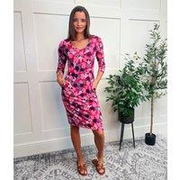 Pink Tess Floral Jersey Dress Size 14
