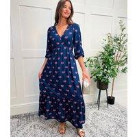 Navy Sienna Floral Midi Dress Size 6
