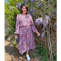 Animal Print Blue & Pink Midi Dress Size 14