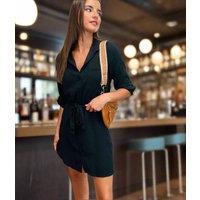 Black Belted Shirt Dress Size 14