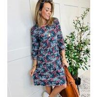 Ex Seasalt Navy Heron Dip Tiered Dress Size 26/28
