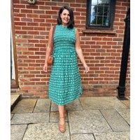 Green Heidi Shirred Bodice Midi Dress Size 18