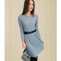 Grey Ribbed Jersey Dress Size 6L