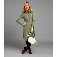 Khaki Ribbed Jersey Dress Size 22S