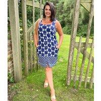 Navy Linen Blend Shift Dress Size 8