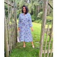 Lilac Boho Print Midi Summer Dress Size 8