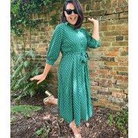 Green Geo Print Midi Shirt Dress Size 14