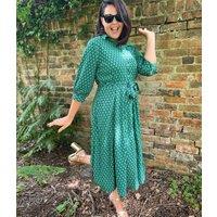 Green Geo Print Midi Shirt Dress Size 8