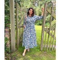 Navy Leaf Print Shirt Dress Size 10