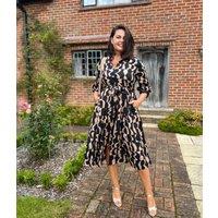 Brown Geo Print Midi Shirt Dress Size 10