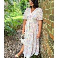 Powder Pink Angel Sleeve Maxi Dress Size 12