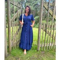 Navy Button Through Maxi Dress Size 16