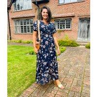 Navy Floral Tiered Maxi Dress Size 10