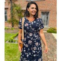 Navy Floral Tiered Maxi Dress Size 12