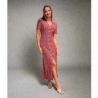 Burgundy Ditsy Stacey Midi Dress Size 8/10
